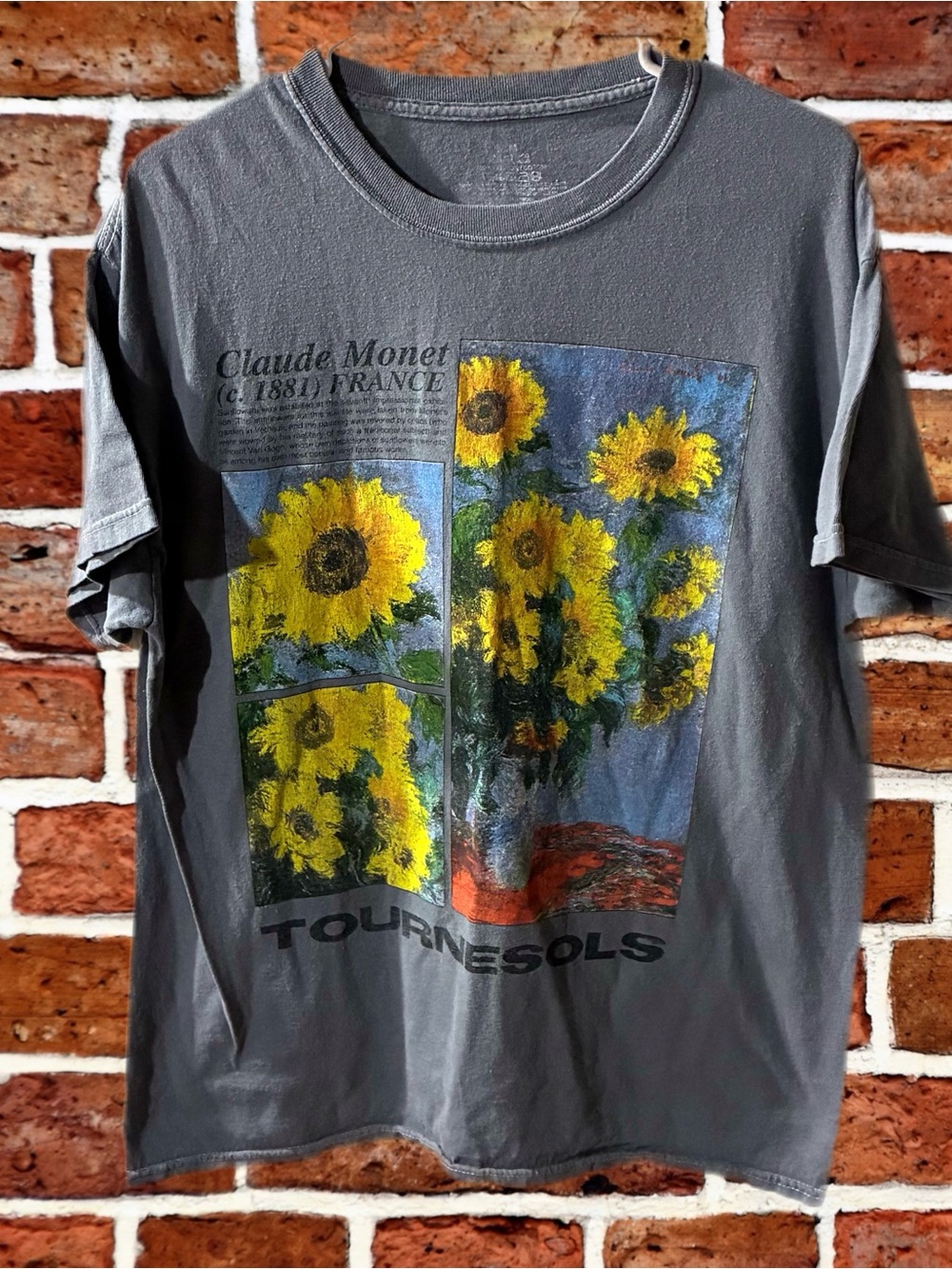 Claude Monet Sunflowers Graphic Tee - Gray